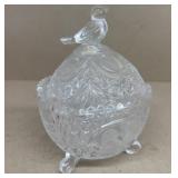 Footed bird glass can