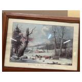 Courier knives, framed winter scene prints