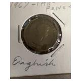1867 three English coin