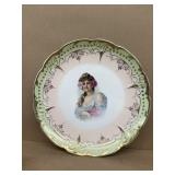 Handpainted plate of pretty woman