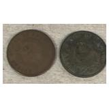 (2) 1867 two cent Coins