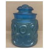 Blue glass candy jar