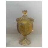 Amber glass candy dish