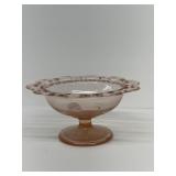 Pink depressing glass compote