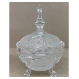 Footed decorative glass candy jar
