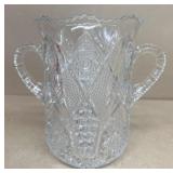Cut glass double handle vase