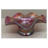 Carnival glass ruffled bowl