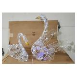 (2) Christmas Swans lighted-(some rust showing)-sm