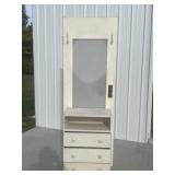 Dresser with wooden door mounted coat hook
