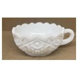 Milk glass bowl with handle