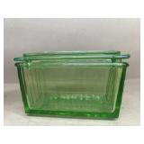 Green uranium glass butter dish