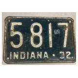 1932 Indiana license plate