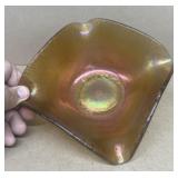 Carnival glass wavy bowl