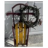 Vintage Sled w/ wreath