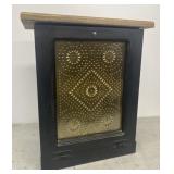 Punched Tin ront wastebasket holder