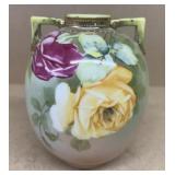 Hand painted decorative vase, double handle