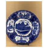 Flo blue souvenir plate, Cincinnati, Ohio 9 inches
