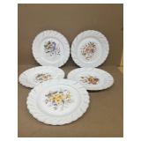 (5) painted floral plates 18 inches around