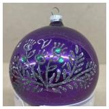 Purple handmade glass Christmas ornament