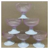 (6) pink sherbet, vintage plastic dishes