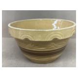 Yellow banded stoneware bowl 8"