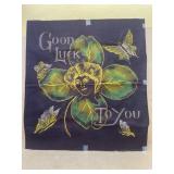 Earlier painted textile good luck to you 22" x 20"