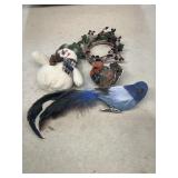 Christmas vintage 5 1/2 inch snowman wreath spun