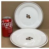 (2) Meekin ironstone tea leaf 9" round plates