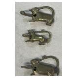 Foo Dog Chinese locks, antique brass