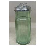 Green depression, glass straw jar