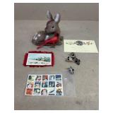 Vintage Christmas flocked deer 5" x 5 1/4" for