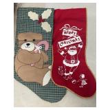 Vintage printed Christmas tree, stocking, and