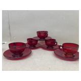 Ruby, red cups and saucers
