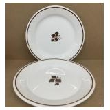 (2) Meakin ironstone tea leaf plates 9"