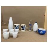 Japanese sake set OZEKI bottle painted cups G