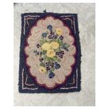 Floral needlepoint rag rug