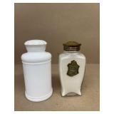 Barber powder and milk glass barber early jars