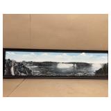 Framed print of waterfall bridge