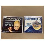 (2) great labels, blue winter apples and don