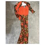 1970s orange brown jumpsuit size 10
