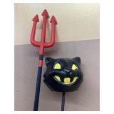 Halloween blow mold, cat and pitchfork lawn