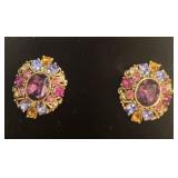 Joan Rivers amethyst multicolor earrings