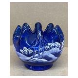 Fenton signed cobalt blue Rose Bowl