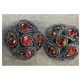 Red sparkly stone earrings