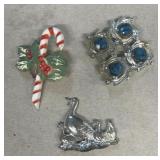 (3) costume jewelry brooches