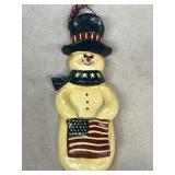 Handcrafted dough, patriotic snowman