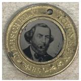 1860s campaign, FERROTYPE tin type token, Johnson