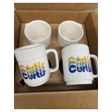 (4) brand new Curtis advertising coffee mugs