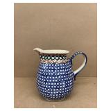 BOLESTAWIEC polish pottery. Indigo blue  pitcher