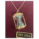 14 K gold hourglass necklace-pickup only with cash